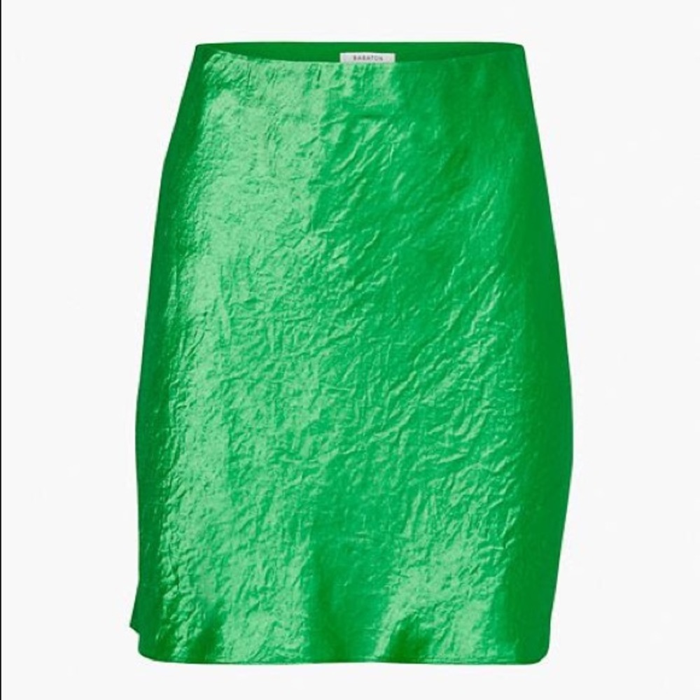 Aritzia Babaton Slip Mini Skirt in Gloss Green, Size 6 NWT
